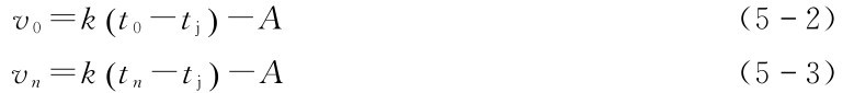 v0=kt(0-tj)-A vn=kt(n-tj)-A (52) (53)