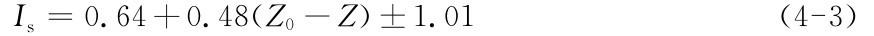 Is=0.64+0.48（Z0-Z）±1.01（43）