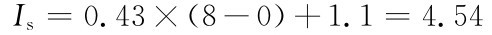 Is=0.43×（8-0）+1.1=4.54
