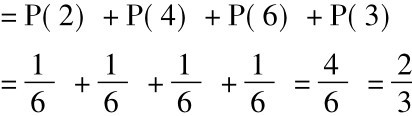 =P(2) +P(4) +P(6) +P(3)=16+16+16+16=46=23