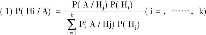 (1)P(Hi/A)= P(A/Hj)P(Hi)k∑P(A/Hj)P(Hj) j=1 (i=，……，k)