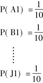 P(J1)=1 10 P(A1)=1 10 P(B1)=1 10