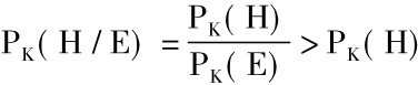 PK(H/E)=PK(H)PK(E)＞PK(H)