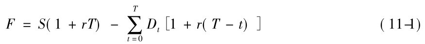 T F=S(1+r T) －∑Dt［1+r(T－t)］ (11-1) t=0