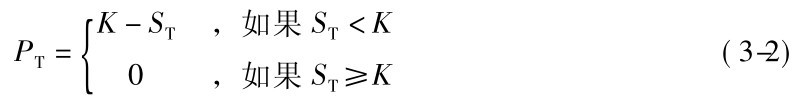 K－ST，如果ST＜K PT={ 0 ，如果ST≥K (3-2)