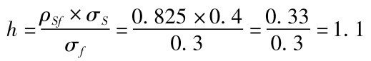 h=ρSf×σSσf=0.825×0.40.3 =0.330.3=1.1