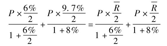 P×6% 2 1+6% 2+2 1+6% 22 1+8% =P×RP×9.7%+1+8% P×R 2