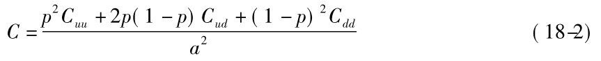 C=p2Cuu+2p(1－p)Cud+(1－p)2Cdda2(18-2)
