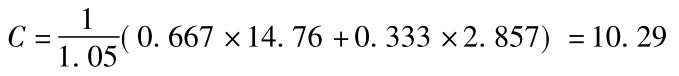 C=11.05(0.667×14.76+0.333×2.857)=10.29