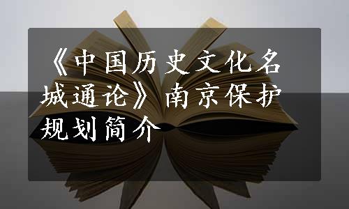 《中国历史文化名城通论》南京保护规划简介