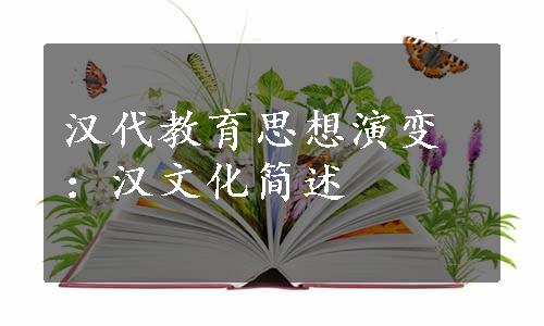 汉代教育思想演变：汉文化简述