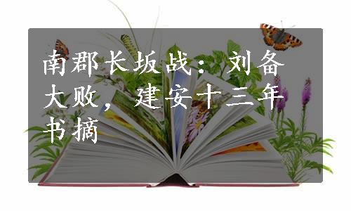 南郡长坂战：刘备大败，建安十三年书摘
