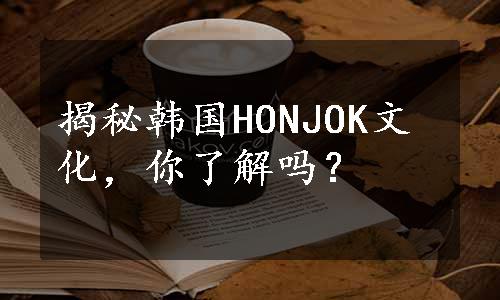 揭秘韩国HONJOK文化，你了解吗？