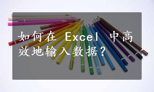 如何在 Excel 中高效地输入数据？