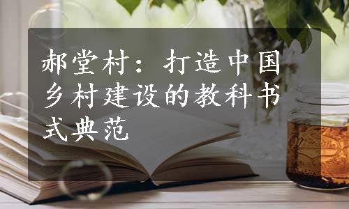 郝堂村：打造中国乡村建设的教科书式典范