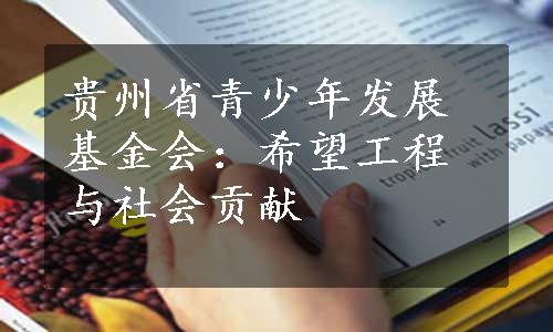 贵州省青少年发展基金会：希望工程与社会贡献