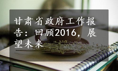 甘肃省政府工作报告：回顾2016，展望未来